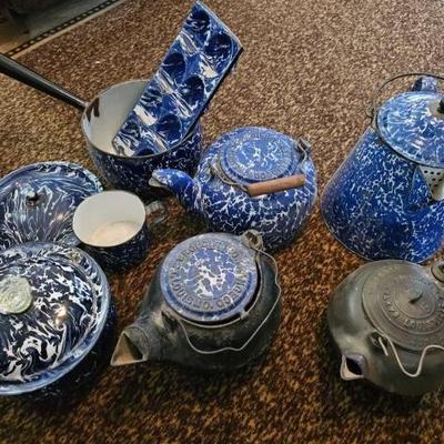 #3010 â€¢ Antique Blue and White Graniteware
