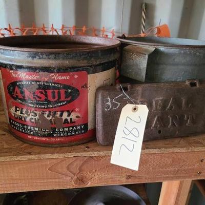 #2812 â€¢ (2) Metal Buckets and Tool Box Cover
