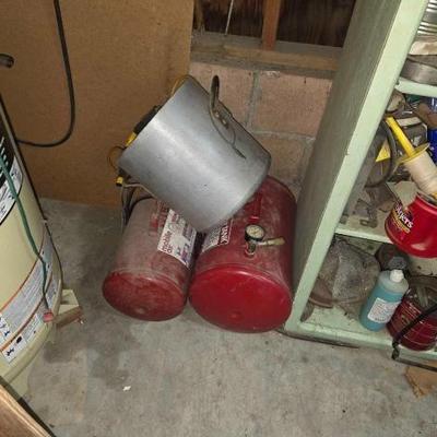 #2420 â€¢ (2) Portable Air Tanks and Flood Lamp
