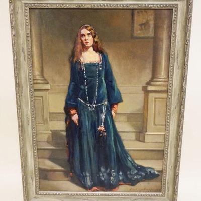 1132	ALBERT JEAN ALDOLPHO (1865-1940) PAINTING ON BOARD, PORTRAIT OF MRS GRACE COOK GILFILLIAN, 1929. APPROXIMATELY 17 1/2 I X 24 IN...