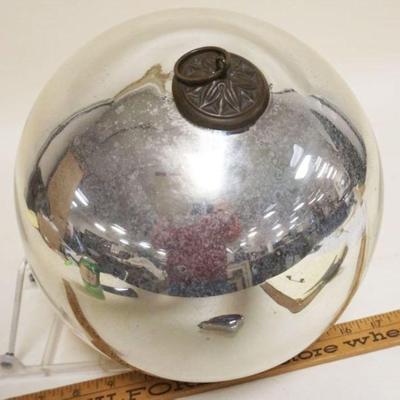 1112	HUGE ANTIQUE GERMAN GLASS KUGEL CHRISTMAS ORNAMENT,  APPROXIMATELY 9 IN
