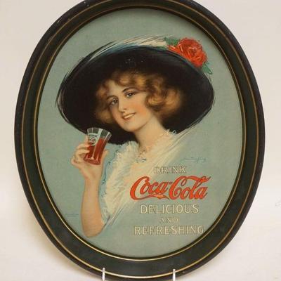 1118	ANTIQUE 1912 COCA-COLA TIN SERVING TRAY, PASSAIC METAL WARE CO, PASSAIC NJ, COPYRIGHT 1912 WOLF & CO, APPROXIMATELY 12 1/2 IN X...