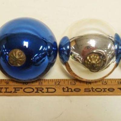 1110	ANTIQUE GERMAN GLASS KUGEL CHRISTMAS ORNAMENTS, GROUP OF 4, APPROXIMATELY 1 1/2 IN X 3 IN

