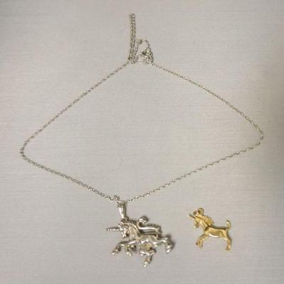 1231	UNICORN NECKLACES INCLUDING 14K, 14K IS 1.75 DWT

