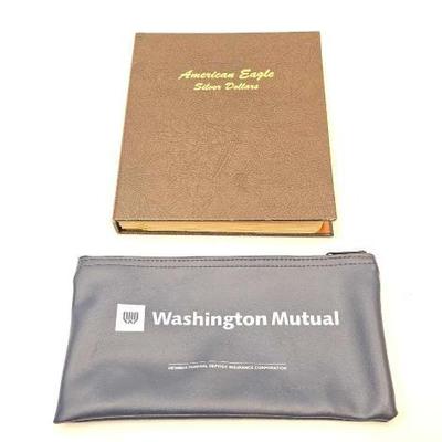 #154 â€¢ American Eagle Silver Dollar Album & Washing Mutual Money Bag
