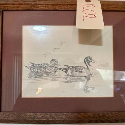 #1202 â€¢ Framed Donald Parker Pintails Sketch
