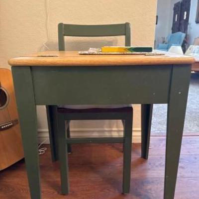 #1042 â€¢ Vintage School Desk and Chair

