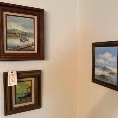 #1034 â€¢ 3 Framed Paintings, Signed
