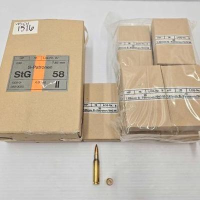 #1516 â€¢ NEW!!! (240) Rounds S-Patronen StG 58 7.62mm Ammo
