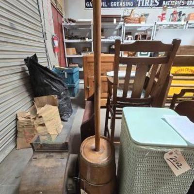 #2060 â€¢ Antique Wood Butter Churn
