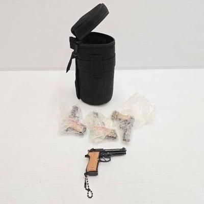 #1744 â€¢ Scope Case & (4) Mini Pietro Beretta Pistol Key Chains
