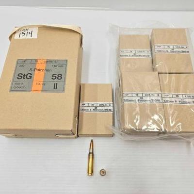 #1514 â€¢ NEW!!! (240) Rounds S-Patronen StG 58 7.62mm Ammo
