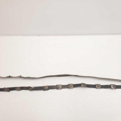 #2300 â€¢ Sterling Silver Concho Belt with Turquoise Accents
