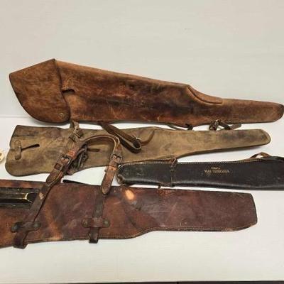 #1920 â€¢ (4) Vintage Leather Saddle Scabbards
