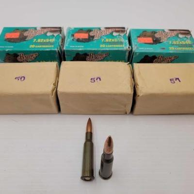 #1416 â€¢ 60 Rounds Brown Bear 7 62Ã—54R Ammo
