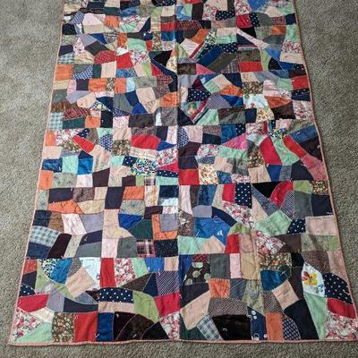 Handmade Patchwork Quilt (Damaged, See Description) 86" x 58"