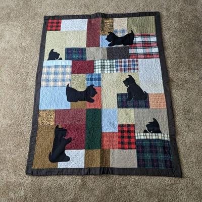 Handmade Scotty Dog Quilt 65" x 50"
