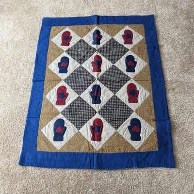 Handmade Small Winter Mittens Quilt 55" x 44"