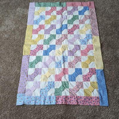 Unfinished Homemade Quilt with Bow Design 53" x 36"