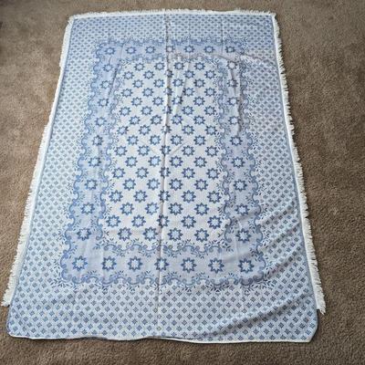Blue & White Twin Size Bedspread 88" x 56"