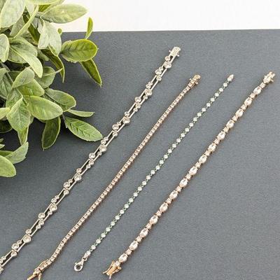 Four Sterling & CZ Bracelets