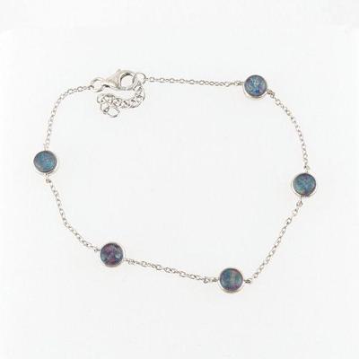 Sterling Silver & Opal Station Bracelet