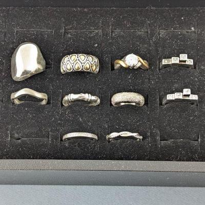 Lot of 10 Sterling Silver & CZ Rings