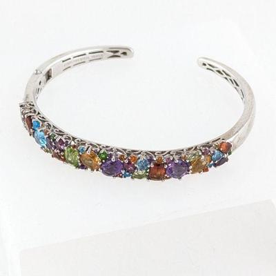 Sterling Silver Multi-Gemstone Cuff Bracelet 8.00ct Total Weight