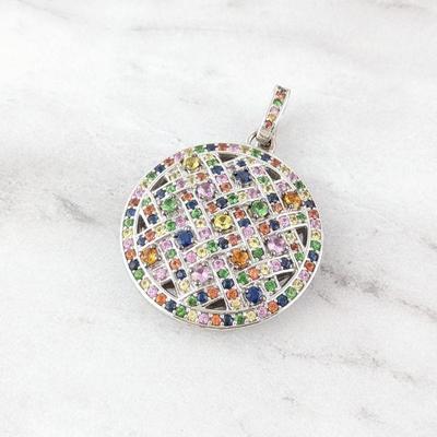 2.50 cttw Multi-Sapphire & Tsavorite in Sterling Silver Enhancer