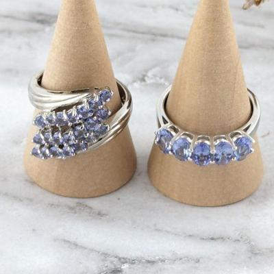 Two Sterling Silver and Tanzanite Rings