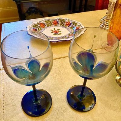 Randy Strong "pulled feather" wine glasses