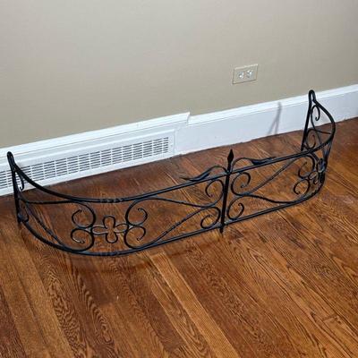 WROUGHT IRON FIREPLACE FENDER | Scroll devices. - l. 48 x w. 15 in

