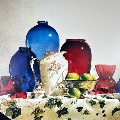 MICHAEL J WEBBER LITHOGRAPH | Cobalt Blue and Ruby Red Lithograph 19x25 in., sight Ed. 144/500. Signed, titled, and numbered in pencil. -...