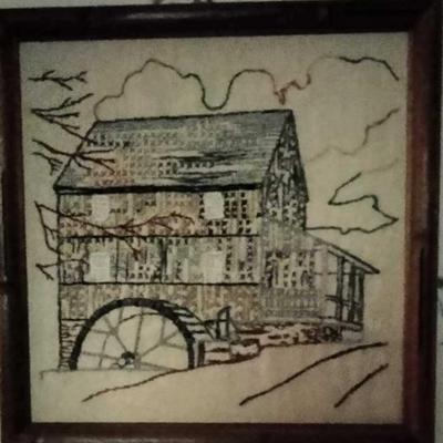 Cross stitch mill/water wheel