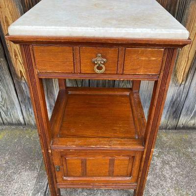 Aesthetic Movement Herter Brothers End Table, Marble top, signed on piece of furniture. Rare