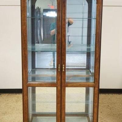 1209	WALNUT CRYSTAL CABINET W/INTERIOR LIGHTS, MIRROR BACK & BEVELED GLASS DOORS
