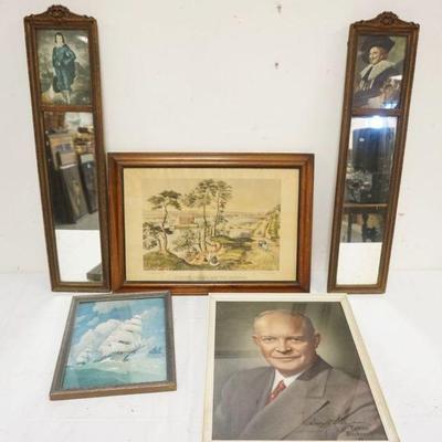 1145	GROUP OF ASSORTED FRAMED ARTWORK INCLUDING THE CLIPPER BY NC WYETH, LARGEST APPROXIMATELY 14 IN X 18 IN OVERALL
