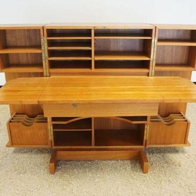 1265	DANISH MODERN TEAK BOX DESK, APPROXIMATELY 32 IN X 21 IN 45 IN H
