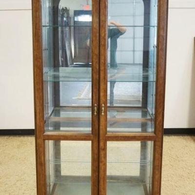 1210	WALNUT CRYSTAL CABINET W/INTERIOR LIGHTS, MIRROR BACK & BEVELED GLASS DOORS
