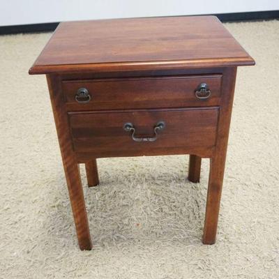 1225	NICHOLS & STONE BED SIDE STAND, 2 DRAWERS, ONE PULL OUT SURFACE, APPROXIMATELY 17 IN X 21 IN X 27 IN
