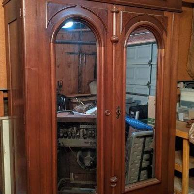 8' Mirrored Antique Armoire