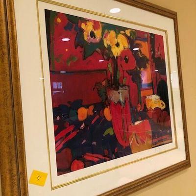 Manel Anoro "Florero Rojo" numbered and signed