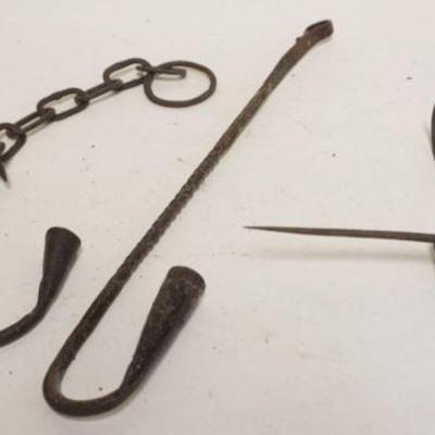 1233	PRIMITIVE WROUGHT IRON CANDLE SPIKES AND HOLDERS
