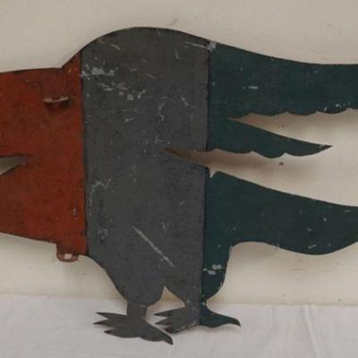 1161	ANTIQUE PRIMITIVE FOLK ART PAINTING ON METAL, APPROXIMATELY 17 IN X 31 IN
