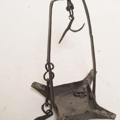1208	 ANTIQUE METAL BETTY LAMP
