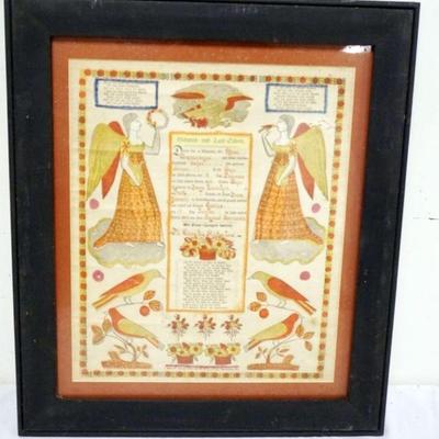 1155	PENNSYLVANIA DUTCH BIRTH CERTIFICATE 1855, APPROXIMATELY 18 1/2 IN X 21 1/2 IN OVERALL
