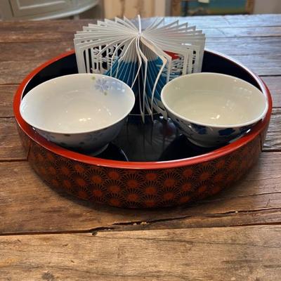 Japanese Items including Lacquer Tray