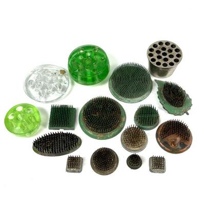 Vintage Glass & Metal Flower Frog Collection