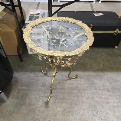 #1652 • Brass Glass End Table
