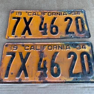 #6526 • Pair of 1934 California License Plate
